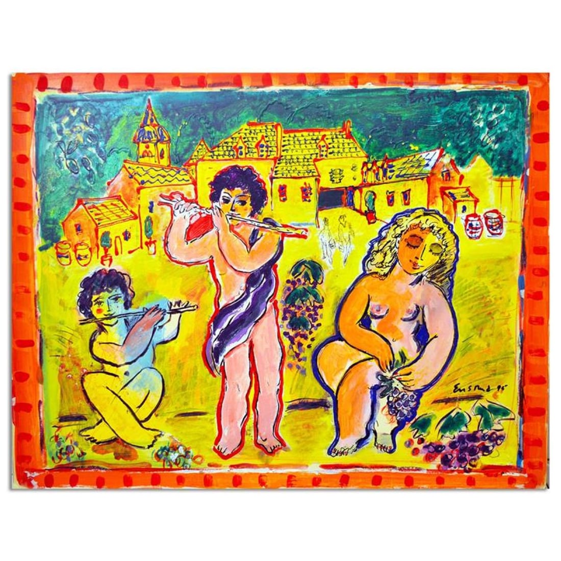 Wayne Ensrud, "Serenade At Chambolle Musigny, Burgundy" Mixed Media Original Artwork with COA. (1 of 1)