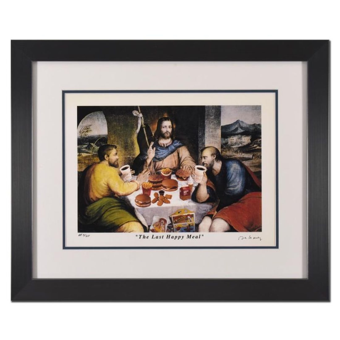 Nelson De La Nuez, "The Last Happy Meal" Framed Limited Edition Artist Proof, Numbered and Hand: The Last Happy Meal is a limited edition artist proof on paper by Nelson De La Nuez, numbered and hand signed by the artist. This piece comes custom framed. Includes Letter of Authenticity. Measures