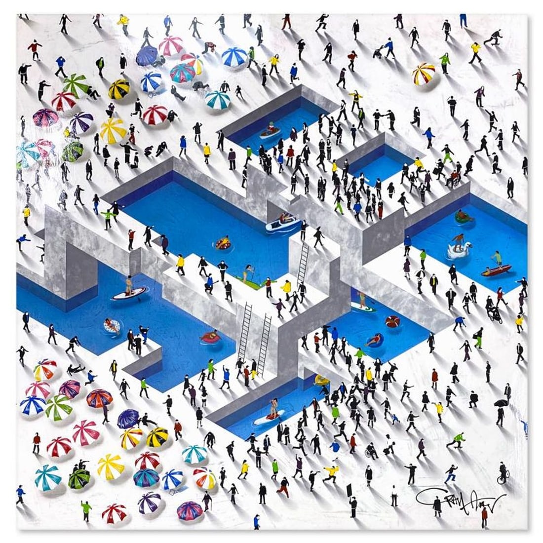 Craig Alan, "Populus: Conceptual, Swim Complex" One-of-a-Kind Mixed Media on Board with High Gloss, (1 of 2)