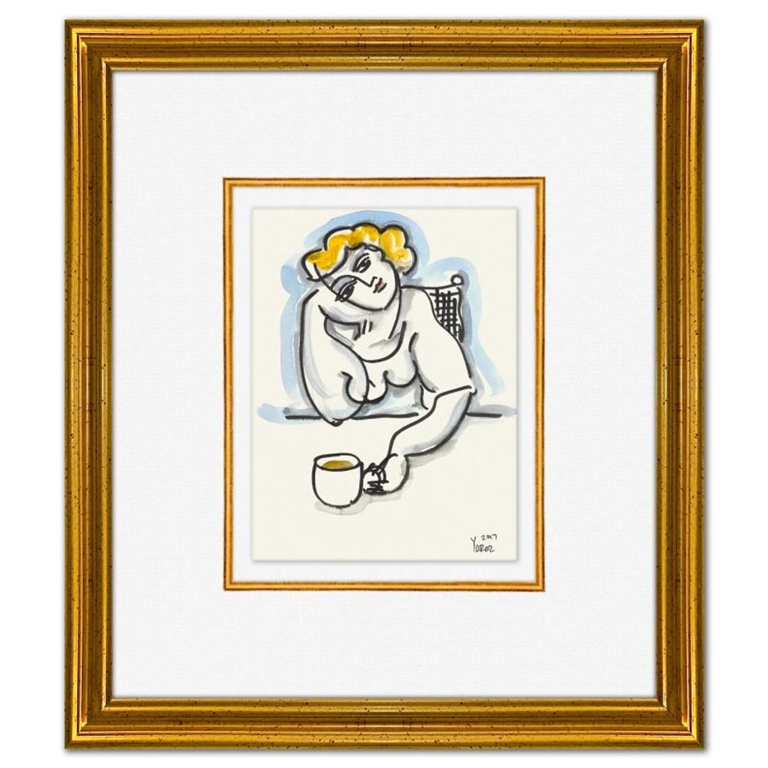 Yuroz, Framed Original Painting, Hand Signed with Letter of Authenticity.: This is an original painting on paper by Yuroz, hand signed by the artist. This piece comes custom framed on linen. Includes Letter of Authenticity. Measures approx. 16" x 14" (frame), 8" x 6"