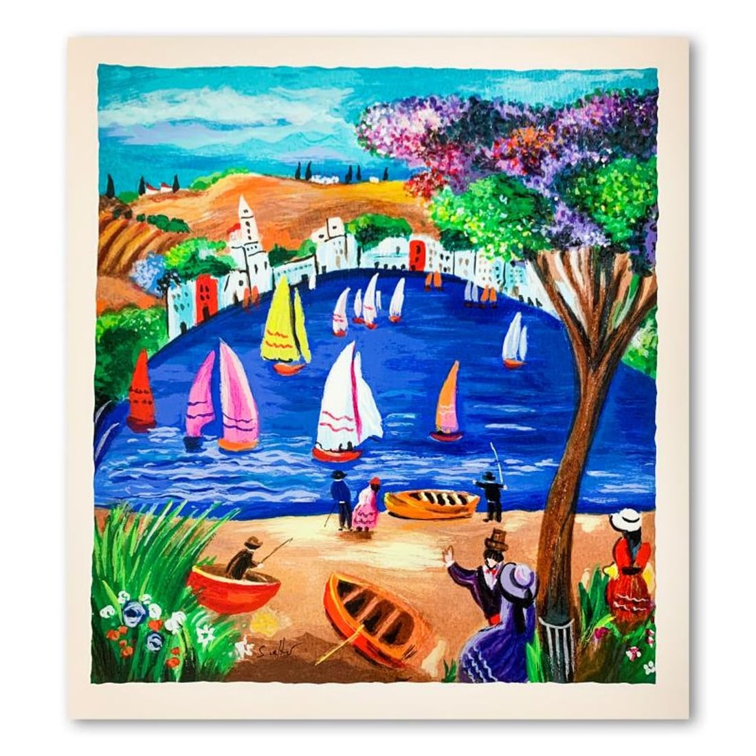 Shlomo Alter (1936-2021), "Near the Lake" Hand Signed Limited Edition Serigraph on Paper with Letter (1 of 2)