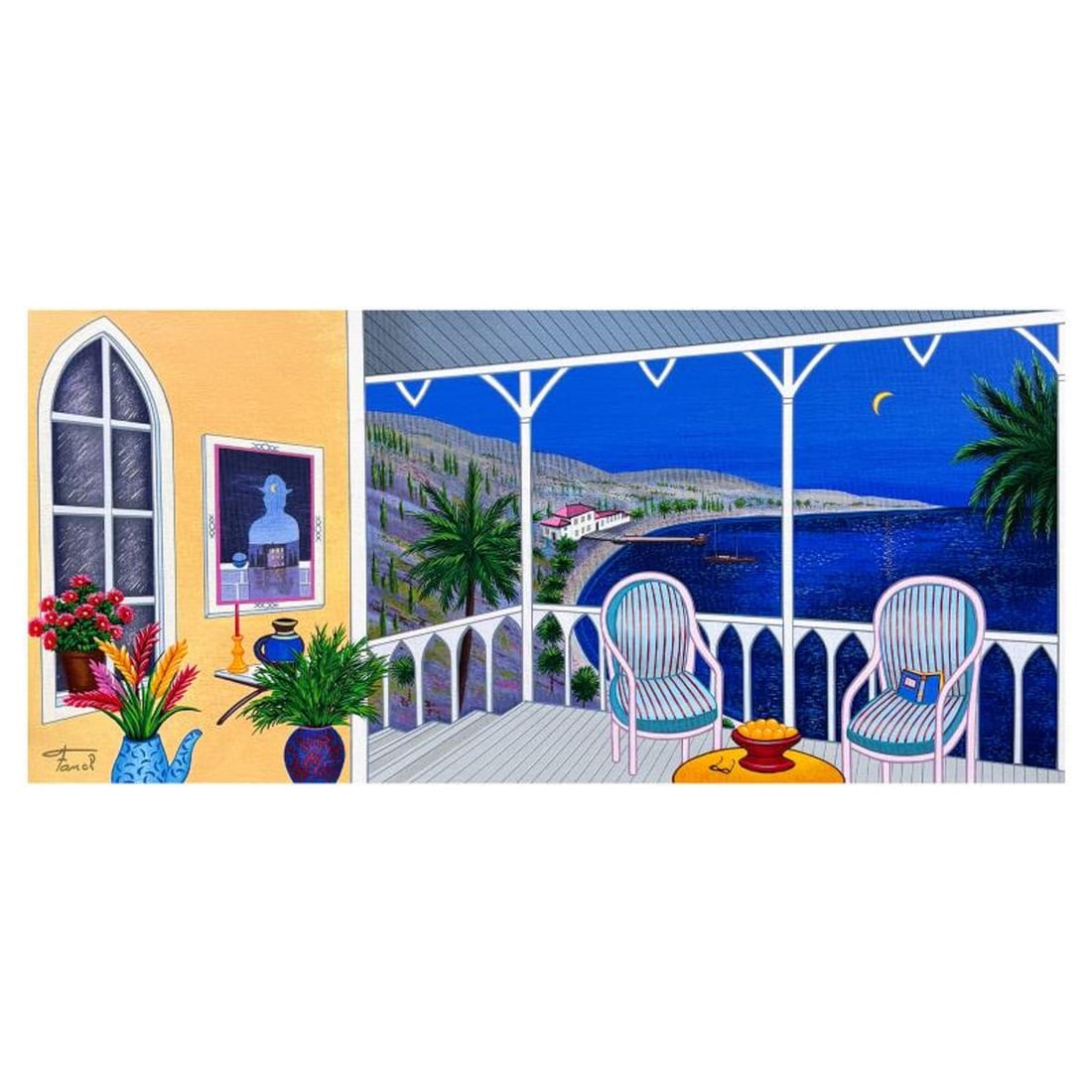 Fanch Ledan, "Summer Night in Aculpoco" Limited Edition Serigraph on Canvas, AP Numbered and Hand: Summer Night in Aculpoco is a limited edition serigraph on canvas by Fanch Ledan, AP numbered and hand signed by the artist. Includes Certificate of Authenticity. Measures approx. 12.5" x 27" (image).