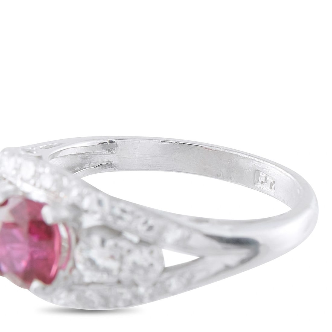 PLATINUM 0.60CT DIAMOND RUBY RING - 4