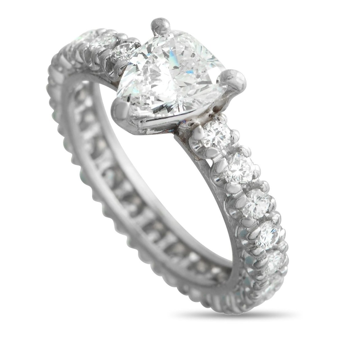 18K WHITE GOLD 1.52CT DIAMOND ETERNITY RING: The brilliance of this ring is carried in an unbroken line, allowing shine itself to become its defining feature. The 3mm-wide eternity band in 18K white gold is set all the way around with diamonds t