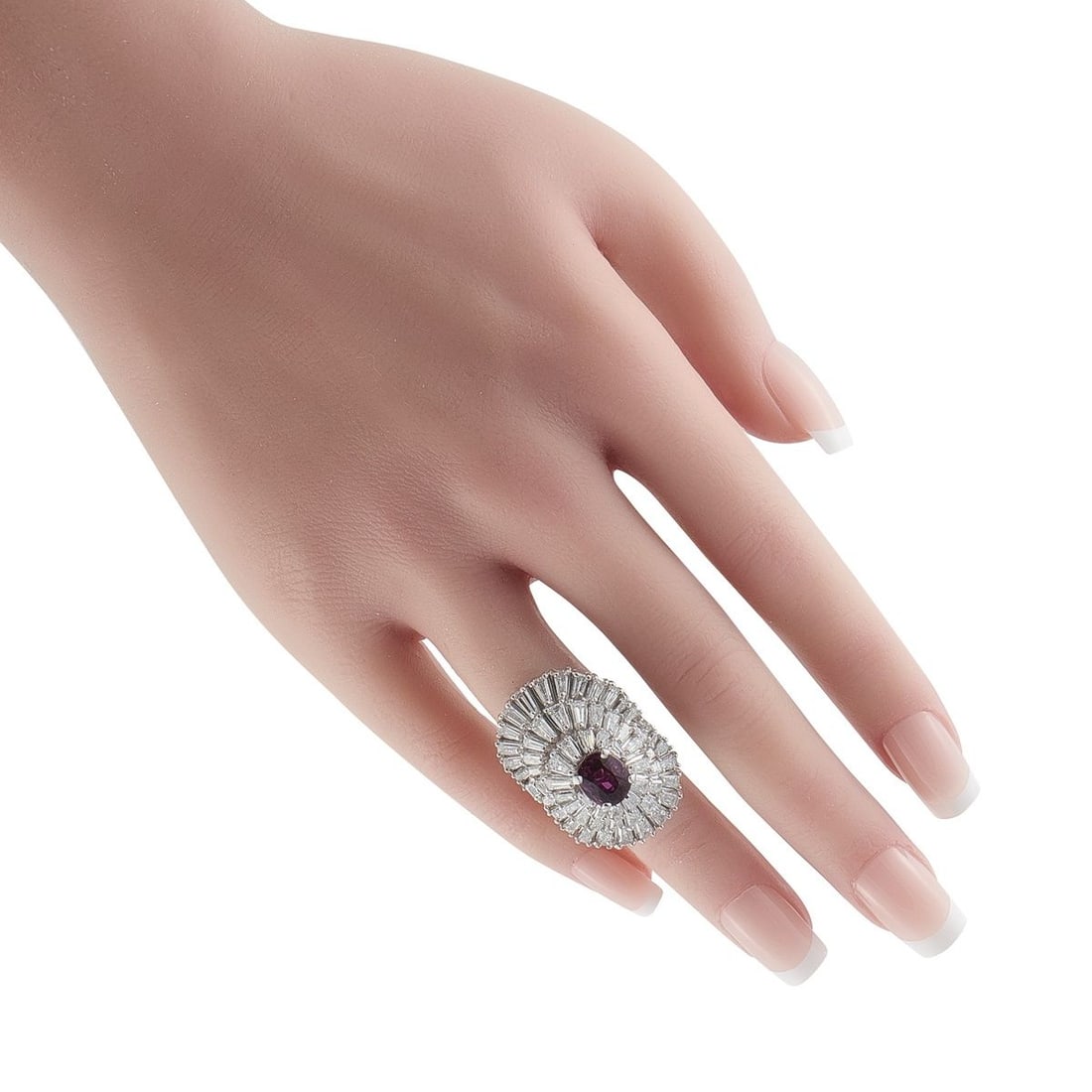 PLATINUM 5.50CT DIAMOND AND RUBY RING - 3