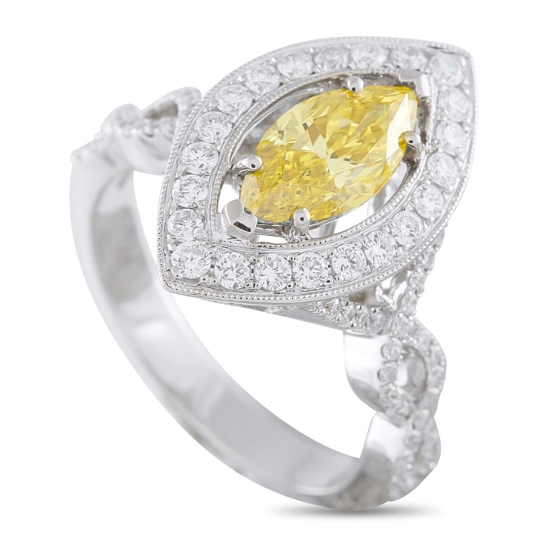 18K WHITE GOLD 2.59CT DIAMOND MARQUISE RING (1 of 3)