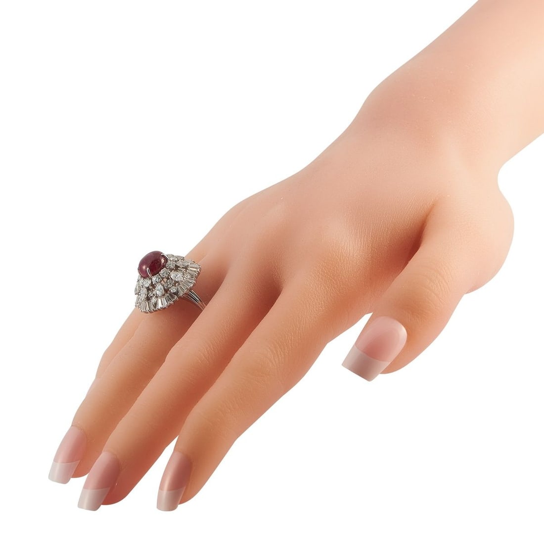 PLATINUM 3.76CT DIAMOND AND RUBY RING - 3