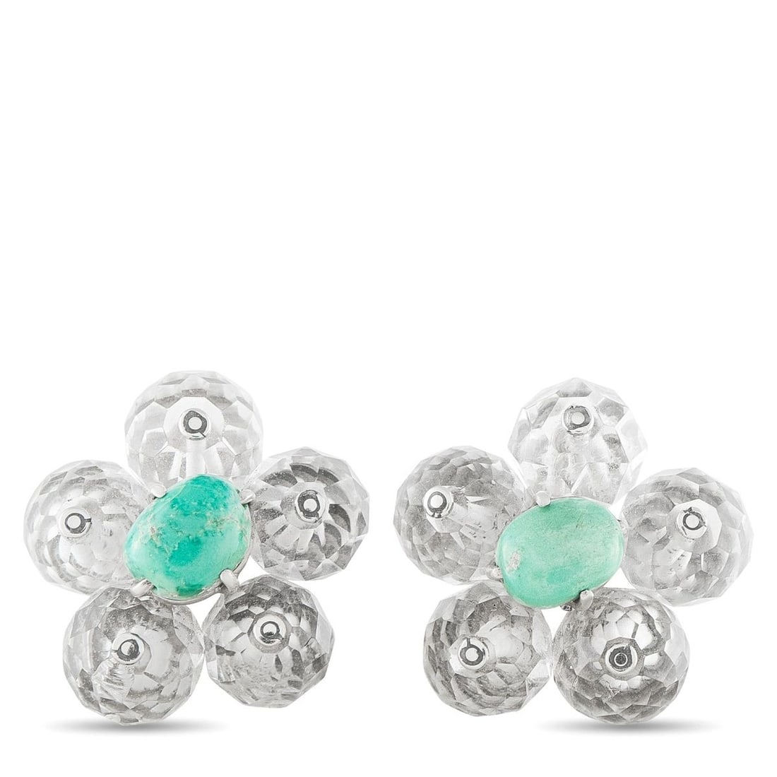 14K WHITE GOLD TURQUOISE AND CRYSTAL EARRINGS (1 of 3)