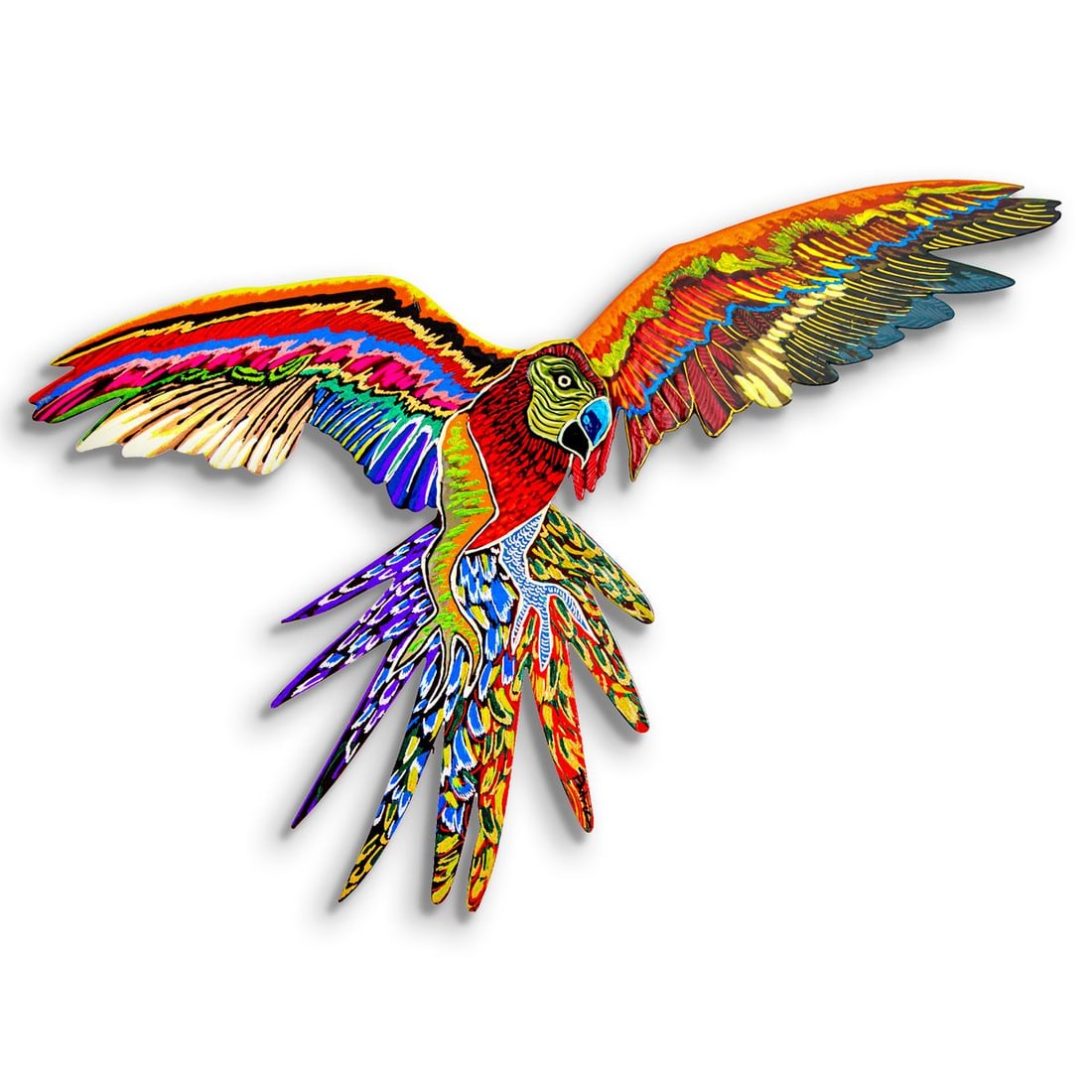 Patricia Govezensky- Original Painting on Laser Cut Steel "Macaw": Artist: Patricia Govezensky. Medium: Original Painting on Laser Cut Steel. Title: Macaw. Size: 11.5" x 18". Signature: Hand Signed by the artist. Certificate of Authenticity: Is included. Reference#: 