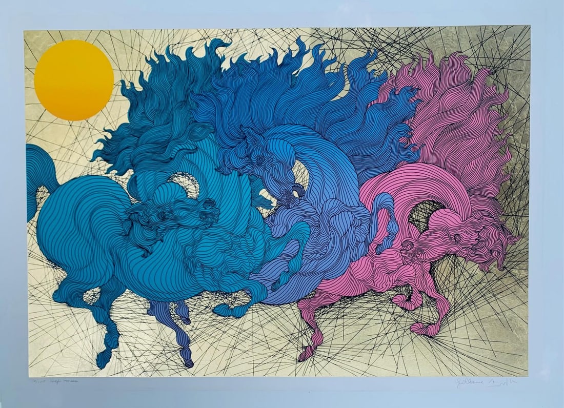 Guillaume Azoulay- Limited edition Serigraph on paper with hand laid gold leaf: Artist: Guillaume Azoulay. Medium: Limited edition Serigraph on paper with hand laid gold leaf. Size: 30" x 40". Signature: Hand Signed and numbered. Reference#: 59482.