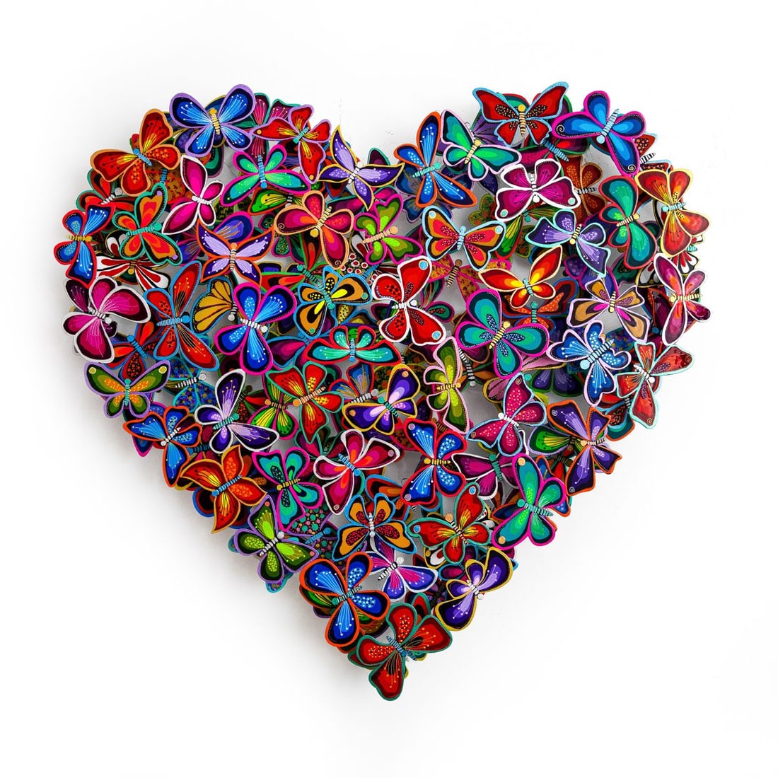 Patricia Govezensky- Original Painting on Cutout Steel "Love in Paradise": Artist: Patricia Govezensky. Medium: Original Painting on Cutout Steel. Title: Love in Paradise. Size: 31.5" x 31.5". Signature: Hand Signed by the artist. Certificate of Authenticity: Is included. Ad