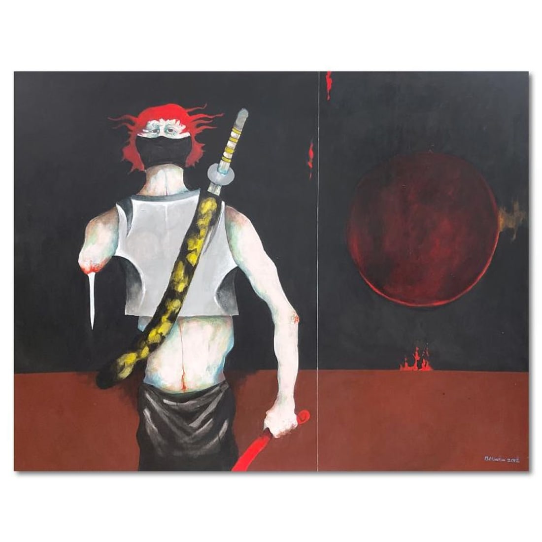 Milton Berwin (1925-2023), Original Painting on on Canvas (48" x 62"), Hand Signed with Letter of: This is an original painting on stretched canvas by Milton Berwin (1925-2023), hand signed by the artist. Includes Letter of Authenticity. Measures approx. 48" x 62" (image). There is a faint scuff