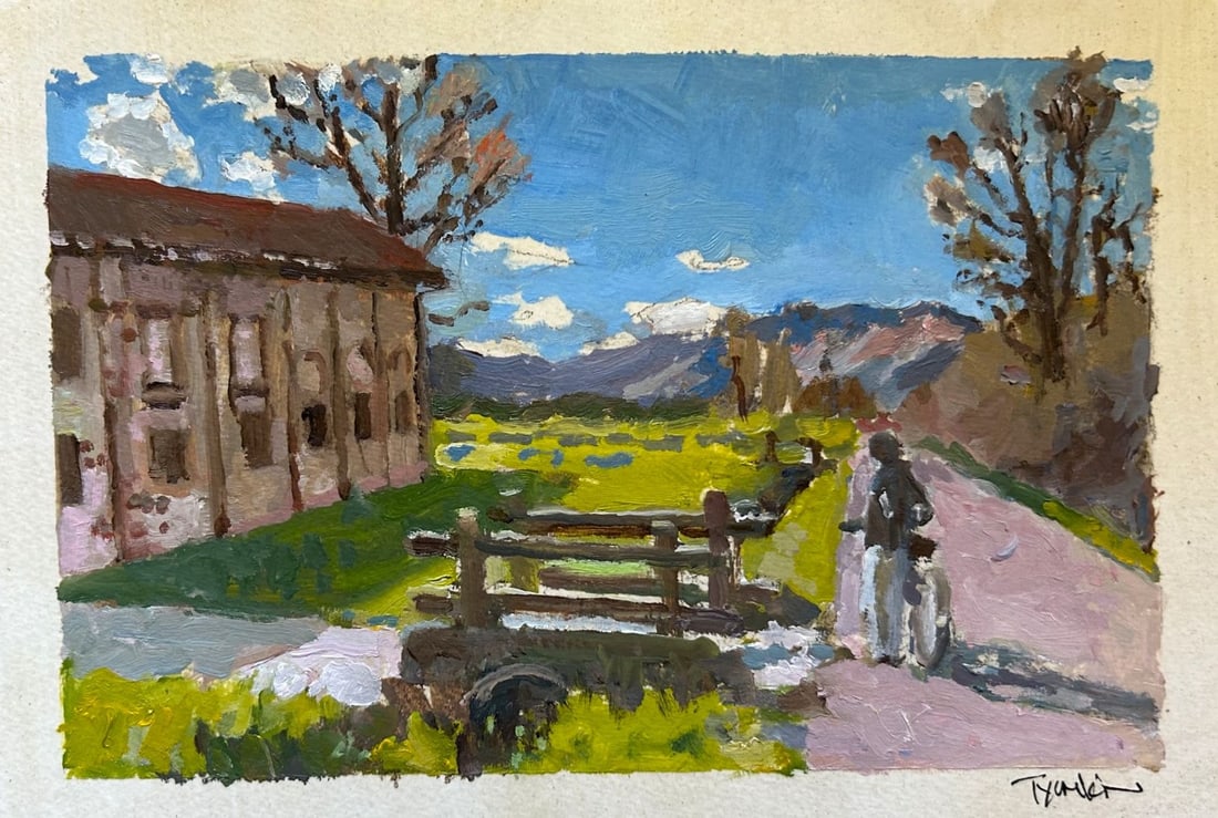 Boris Tyomkin-Original Oil on Shellacked paper "Torino" (1 of 1)