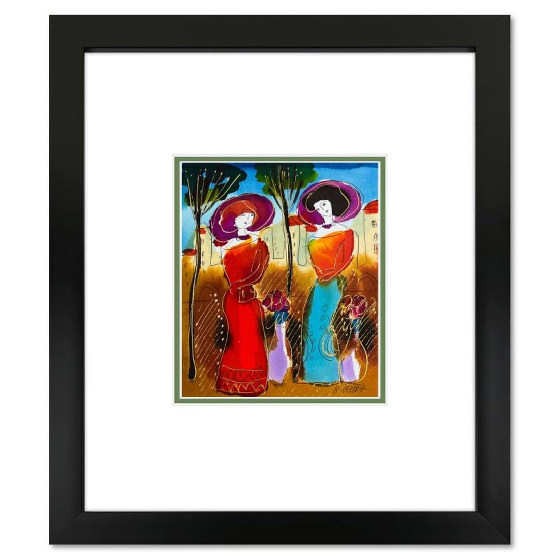 Moshe Leider, Framed Original Mixed Media Watercolor Painting, Hand Signed with Letter of: This is an original mixed media watercolor painting on paper by Moshe Leider. Hand signed by the artist, this piece comes custom framed and includes a Letter of Authenticity. Measures approximately 15