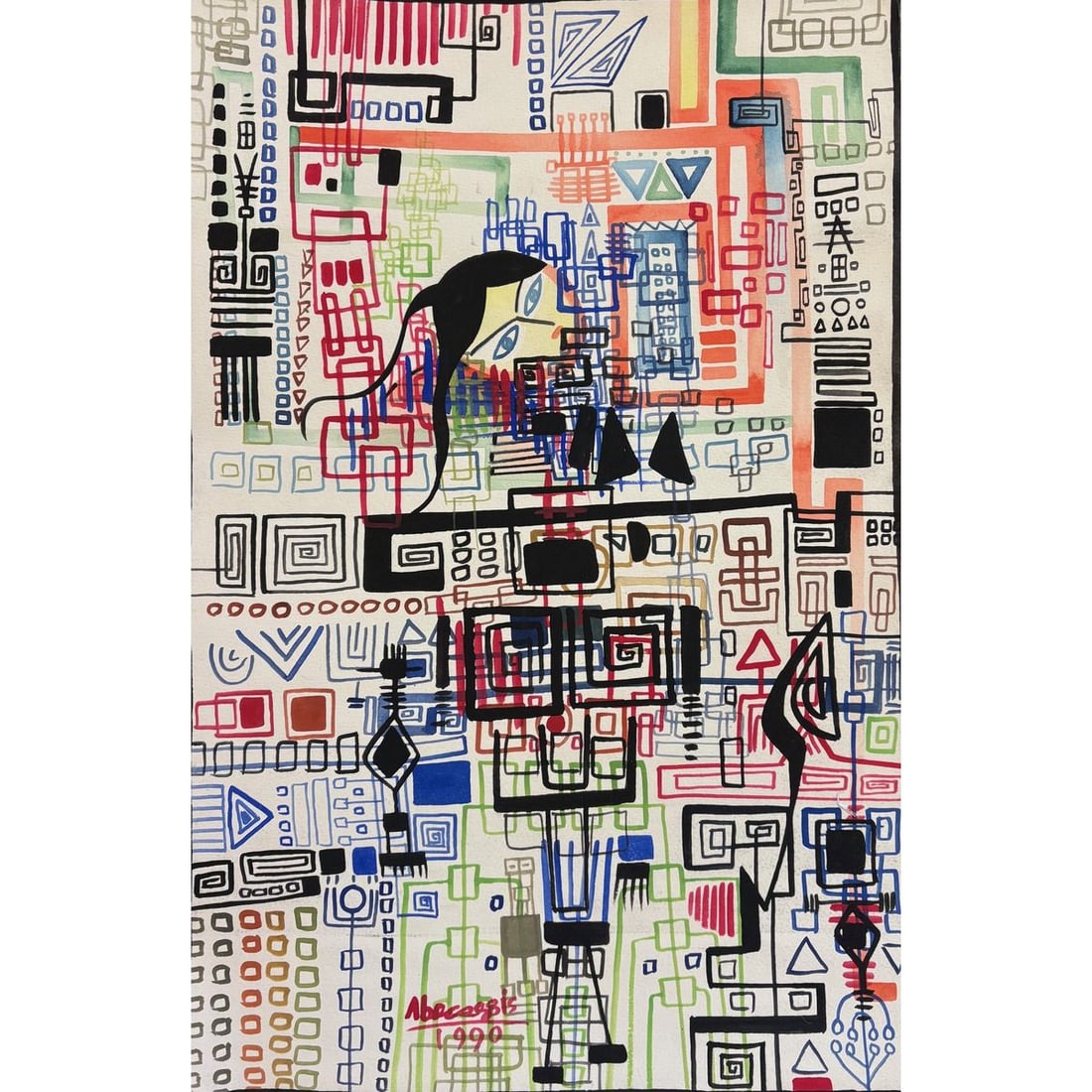 Raphael Abecassis- Original gouache painting on paper (1 of 2)