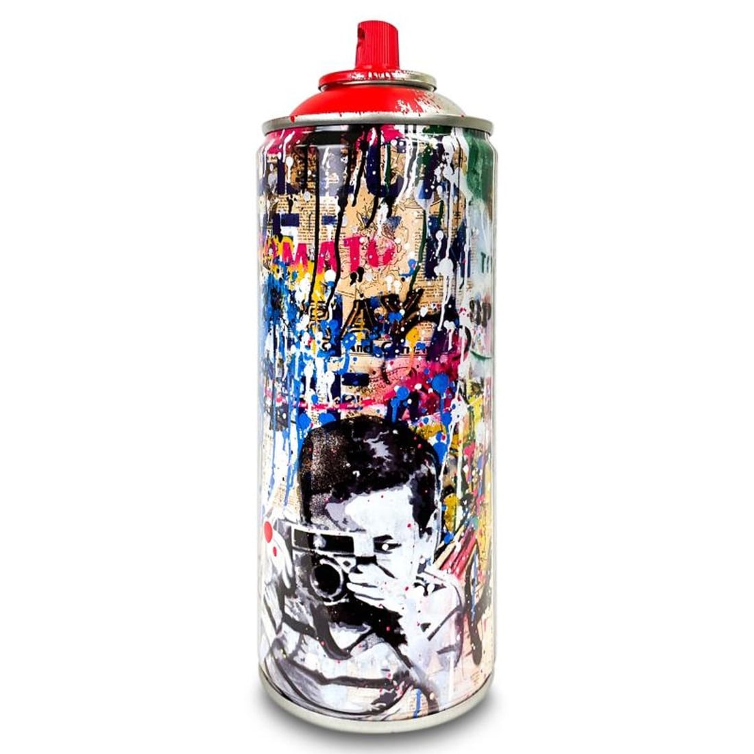 Mr. Brainwash, "Smile (Red)" Limited Edition Hand Painted Spray Can with Plate Signature. (1 of 3)