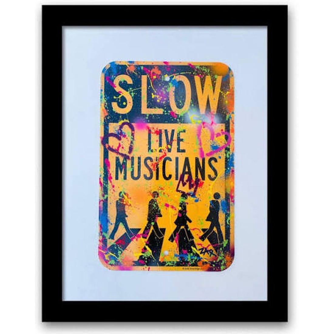 E.M. ZAX- 1/1 hand painted metal street sign: Artist: E.M. ZAX. Medium: 1/1 hand painted metal street sign . Measures approx. 18" x 24" (framed). Signature: Signed. Reference#: 33442.