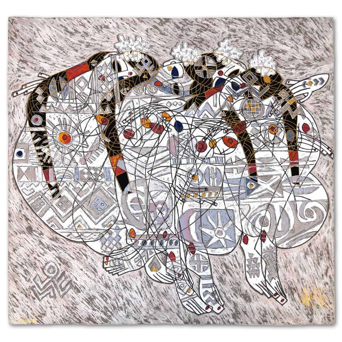 Jian Tie Feng- Silkscreen "Love": Artist: Jian Tie Feng. Medium: Silkscreen. Title: Love. Size: 20" x 21". Signature: Hand Signed and Numbered. Reference#: 80576.