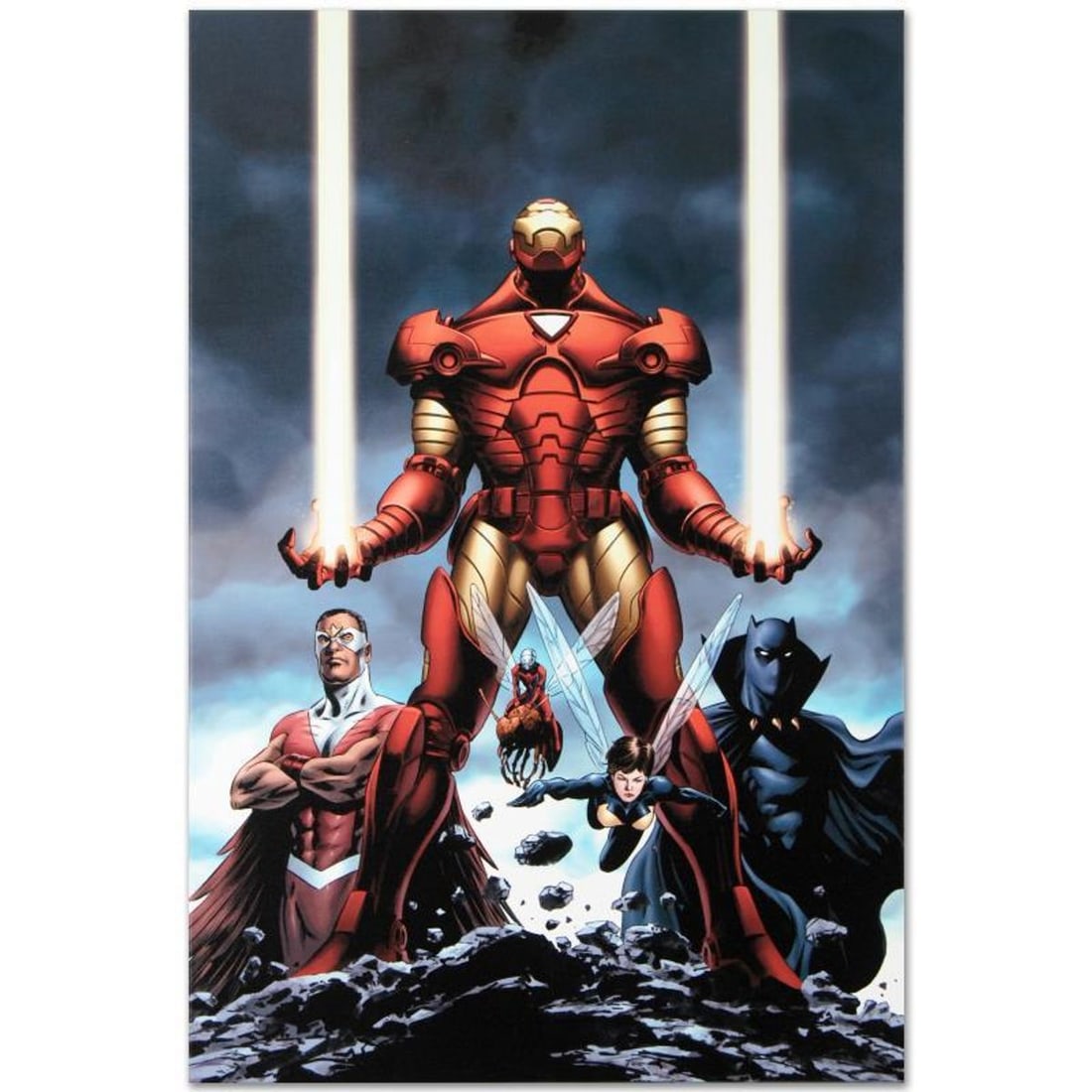 Marvel Comics "Iron Man #84" Numbered Limited Edition Giclee on Canvas by Steve Epting with COA.: A piece of comic book history, this limited edition, from original art by Steve Epting, depicts The Avengers including Iron Man, Falcon, Black Panther, Wasp, and Ant-Man. Steve Epting began working wi
