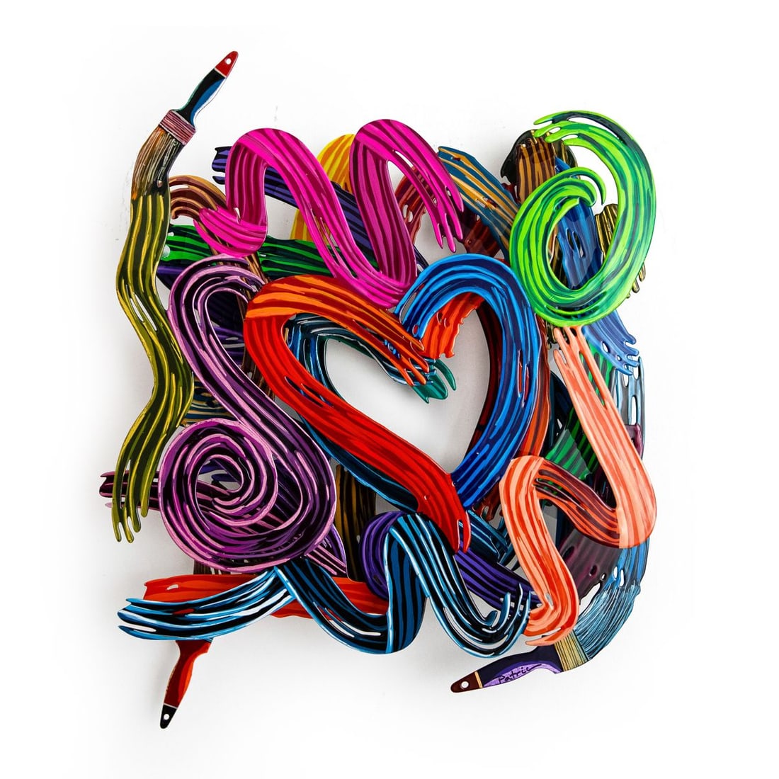 Patricia Govezensky- Original Painting on Cutout Steel "Work of Heart (Mini Series)": Artist: Patricia Govezensky. Medium: Original Painting on Cutout Steel. Title: Work of Heart (Mini Series). Size: 17" x 14". Signature: Hand Signed by the artist. Certificate of Authenticity: Is inclu