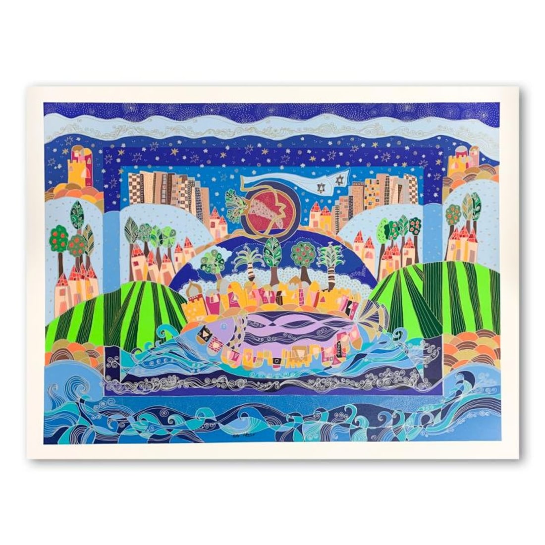Ilan Hasson, "The Promised Land" Hand Signed Limited Edition Serigraph on Paper with Letter of: The Promised Land is a limited edition serigraph on paper by Ilan Hasson. It is numbered and hand signed and includes a letter of authenticity. Measures approximately 25.5" x 31.5" (image). Reference#
