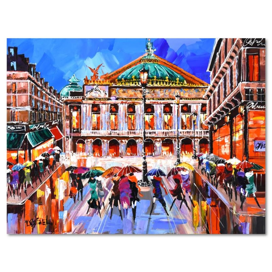 Yana Rafael, "Paris Opera" Original Acrylic Painting on Canvas (40" x 30"), Hand Signed with Letter (1 of 2)
