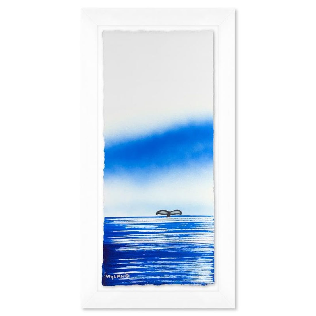 Wyland, "Fluke" Framed, Hand Signed Original Painting with Letter of Authenticity.: Fluke is an original painting acrylic on deckle edge paper by Wyland. Hand signed by the artist, the piece comes custom framed and with a letter of authenticity. Measures approximately 26.5" x 14.5" (