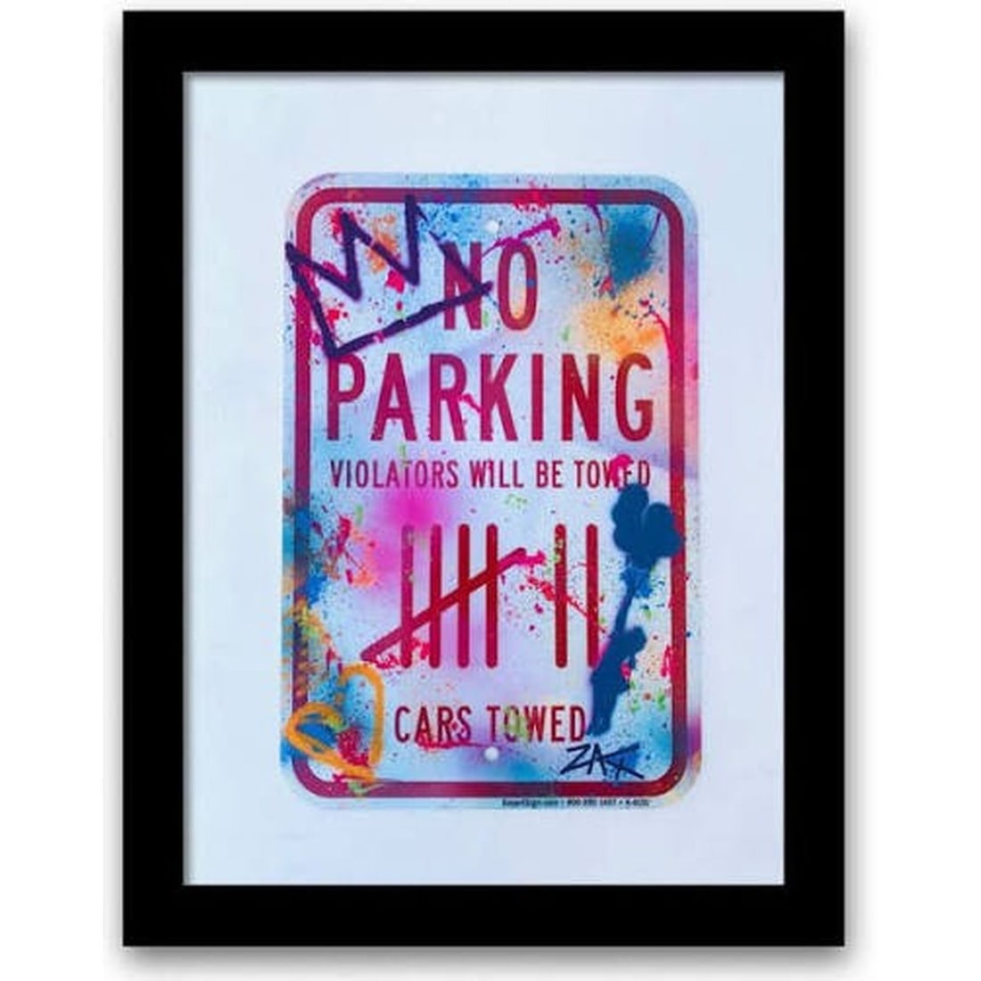 E.M. ZAX- 1/1 hand painted metal street sign: Artist: E.M. ZAX. Medium: 1/1 hand painted metal street sign. Measures approx. 18" x 24" (framed). Signature: Signed. Reference#: 33465.