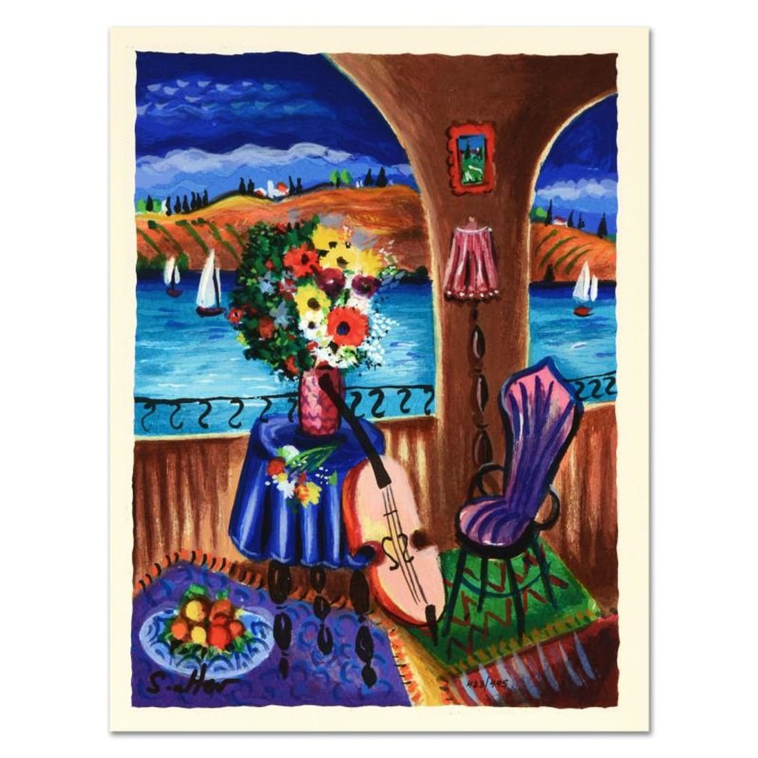 Shlomo Alter (1936-2021), "Spanish Guitar" Limited Edition Serigraph, Numbered and Hand Signed with: Spanish Guitar is a limited edition serigraph on paper, numbered hand signed by Shlomo Alter (1936-2021). Includes letter of authenticity. Measures approx. 10.5" x 13" (with border), 8.5" x 11"