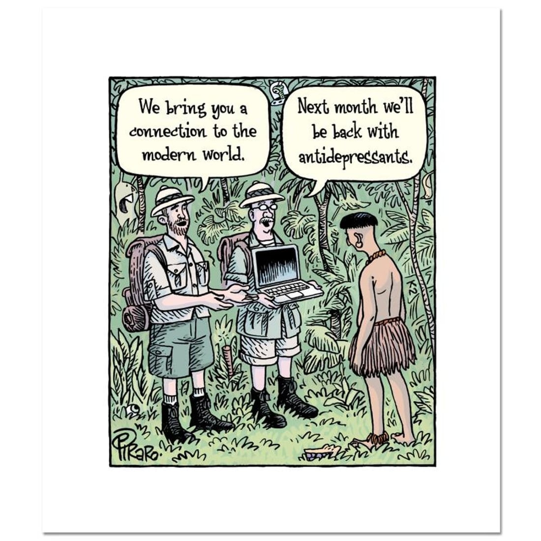Bizarro, "Modern World" Numbered Limited Edition Hand Signed by Creator Dan Piraro; Letter of: Modern World is a limited edition giclee on paper by Dan Piraro, creator of the critically acclaimed and award winning comic strip, Bizarro, numbered and hand signed by the artist. Includes Letter of 