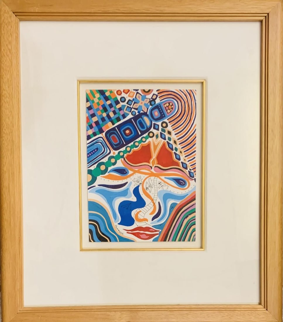 Raphael Abecassis- Gaouche on paper "Profile": Artist: Raphael Abecassis. Medium: Gaouche on paper. Title: Profile. Size: 11" x 8". Measures approx. 25" x 19" (framed). Signature: Hand Signed. Reference#: 28115.