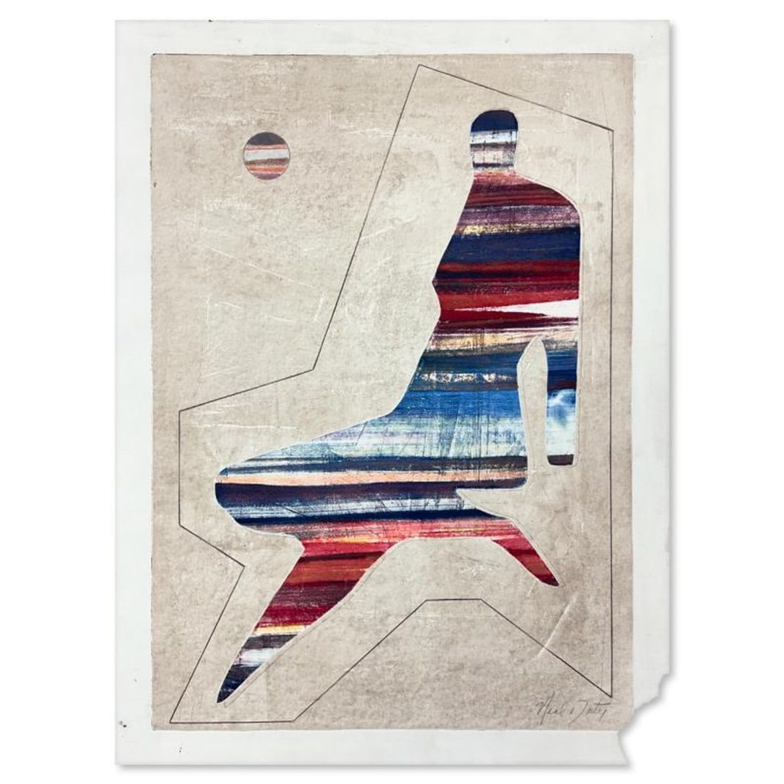 Neal Doty (1941-2016), One-of-a-Kind Mixed Media Linocut, Hand Signed with Letter of Authenticity.: This is a one-of-a-kind linocut on paper by Neal Doty (1941-2016), hand signed by the artist. Includes Letter of Authenticity. Measures approx. 18" x 24.5" (border), 15.5" x 22" (image). ** Please