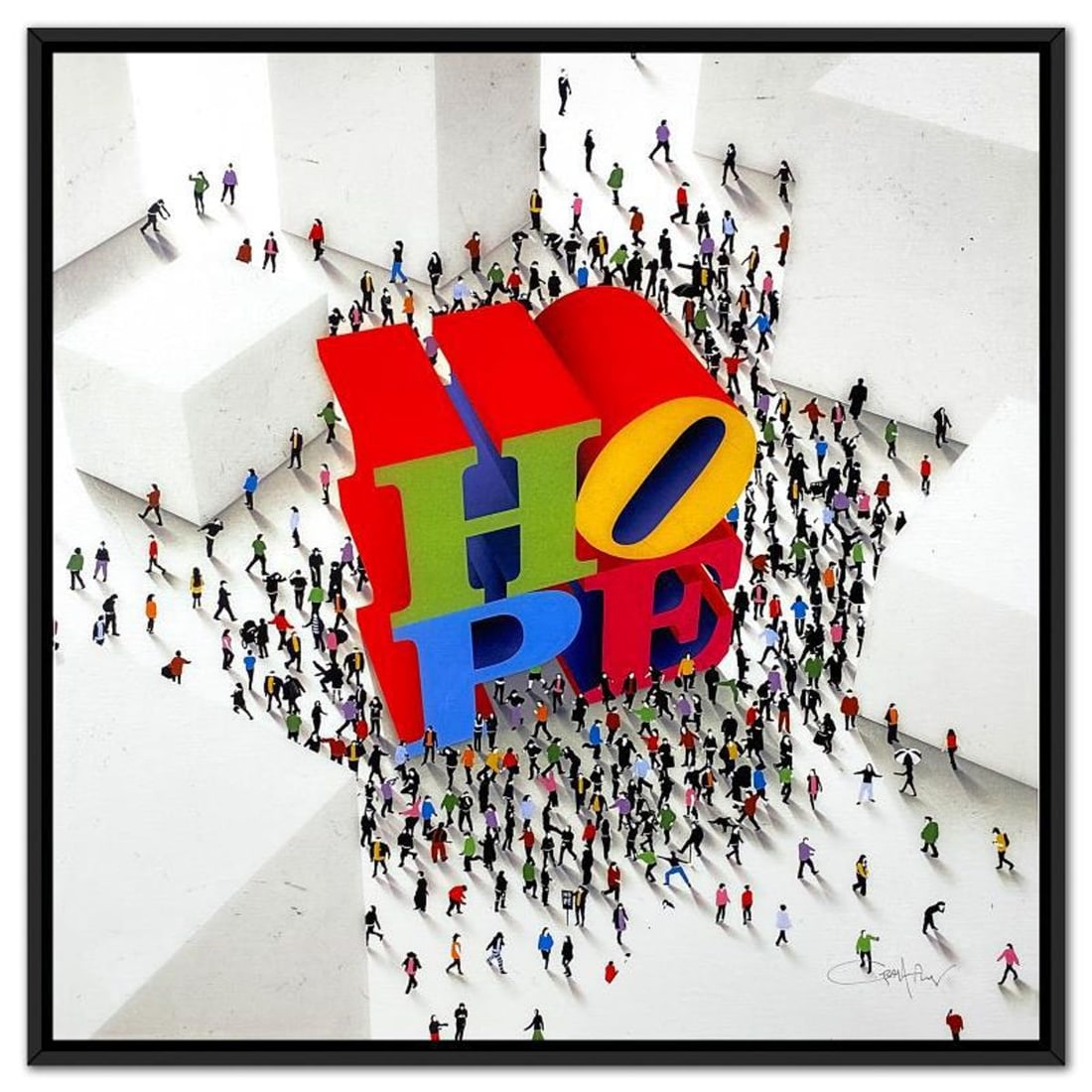 Craig Alan, "Populus: Hope Around The Corner" Framed, Hand Signed Limited Edition Canvas with Letter: Populus: Hope Around The Corner is a numbered limited edition giclee on canvas by Craig Alan, hand signed by the artist. This piece comes custom framed and includes Letter of Authenticity. Measures ap