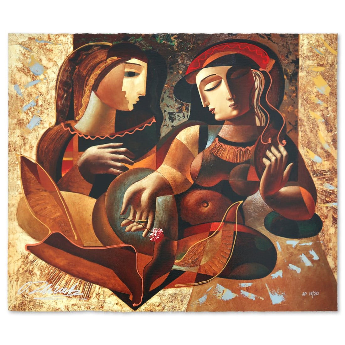 Oleg Zhivetin- Silkscreen "The Gift": Artist: Oleg Zhivetin. Medium: Silkscreen. Title: The Gift. Size: 22" x 26". Signature: Hand Signed and Numbered. Reference#: 74639.