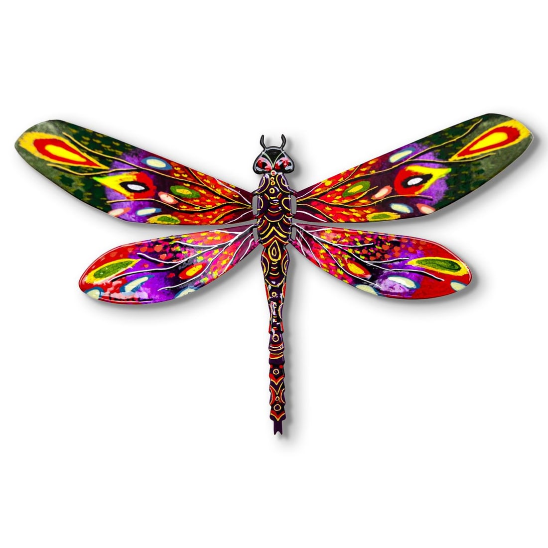 Patricia Govezensky- Original Painting on Cutout Steel "Dragonfly": Artist: Patricia Govezensky. Medium: Original Painting on Cutout Steel. Title: Dragonfly. Size: 7.5" x 12". Signature: Hand Signed by the artist. Certificate of Authenticity: Is included. Reference#: 