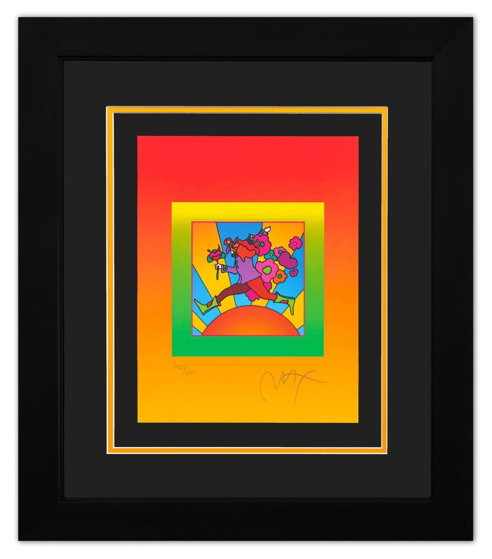 Peter Max- Original Lithograph "Flower Jumper Over Sunrise on Blends" (1 of 2)