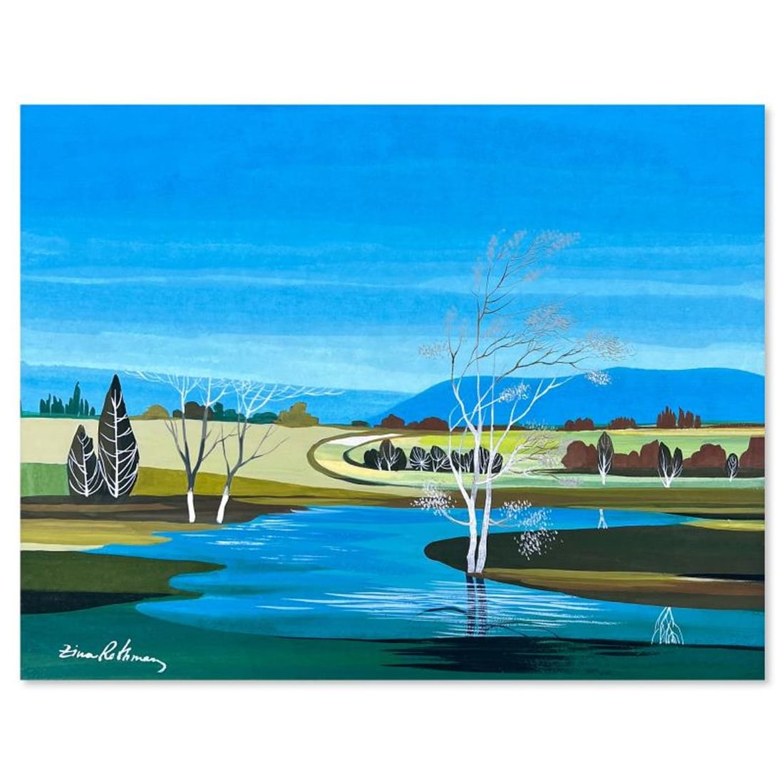 Zina Roitman, Hand Signed Original Painting with Letter of Authenticity.: This is an untitled original painting on paper by Zina Roitman. The piece is hand signed and comes with a letter of authenticity. Measures approximately 11" x 14".