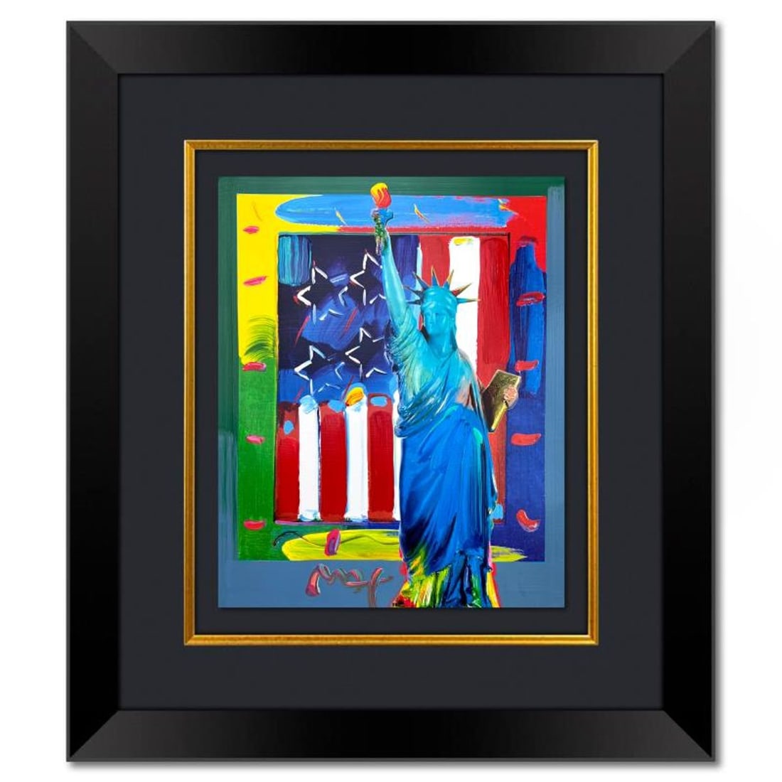Peter Max, "United We Stand" Framed One-of-a-Kind Mixed Media, Hand Signed with Registration Number: United We Stand is a one-of-a-kind mixed media on paper, hand signed by Peter Max. The piece comes custom framed with a backside cutout to display Peter Max Studio registration number 210899 certifyin