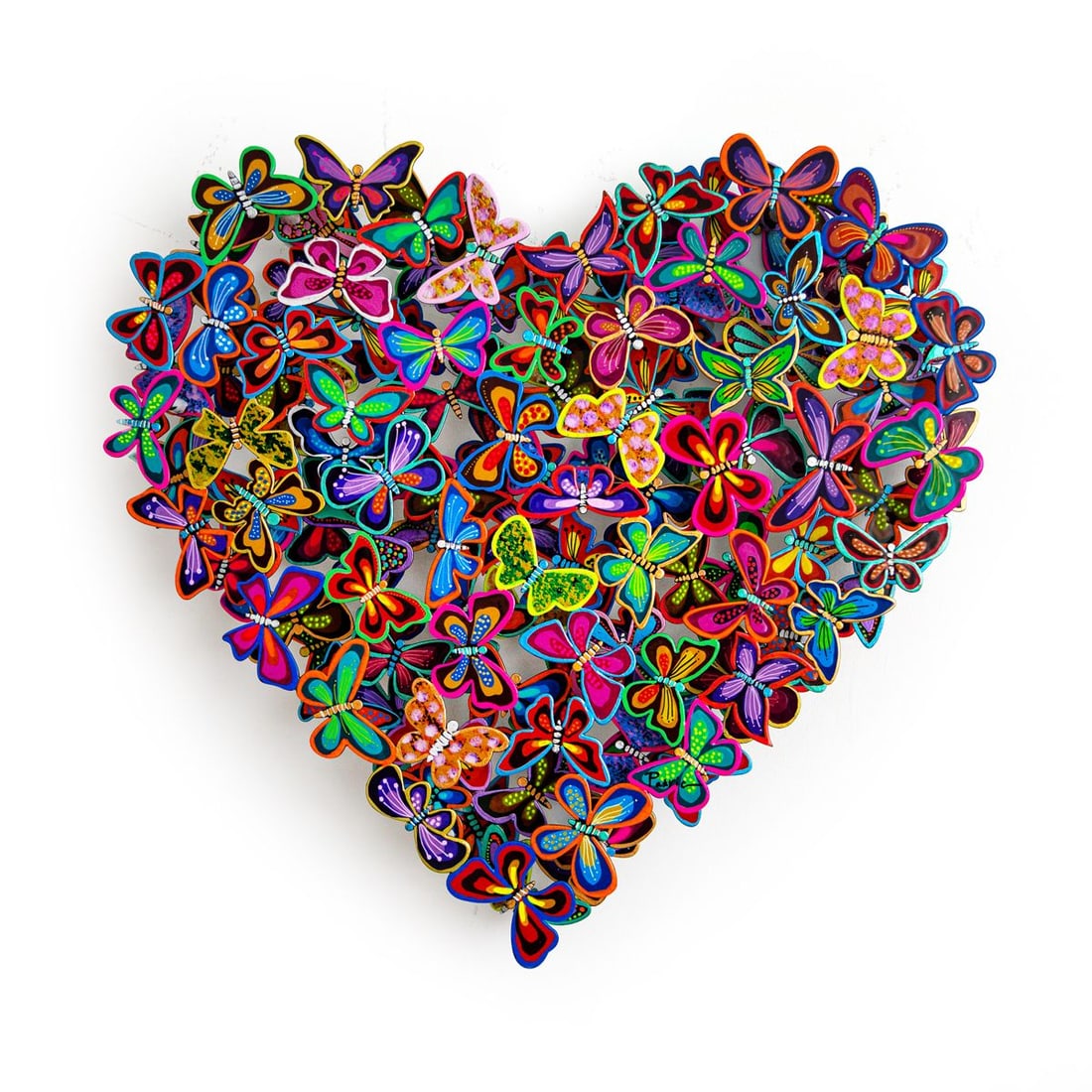 Patricia Govezensky- Original Painting on Cutout Steel "Love in Paradise (Mini Series)": Artist: Patricia Govezensky. Medium: Original Painting on Cutout Steel. Title: Love in Paradise (Mini Series). Size: 16" x 17.5". Signature: Hand Signed by the artist. Certificate of Authenticity: Is