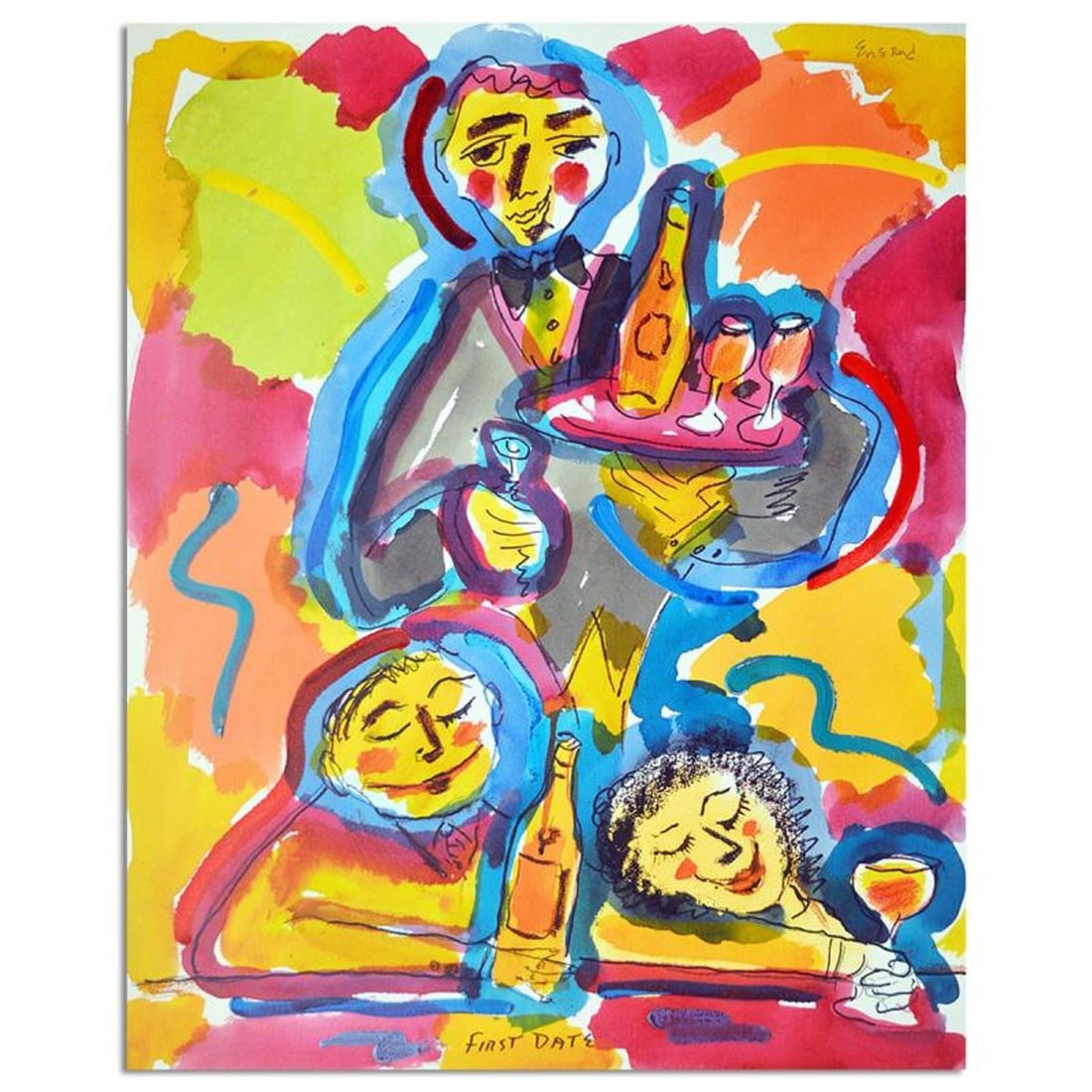 Wayne Ensrud, "First Date" Mixed Media Original Artwork with COA. (1 of 1)
