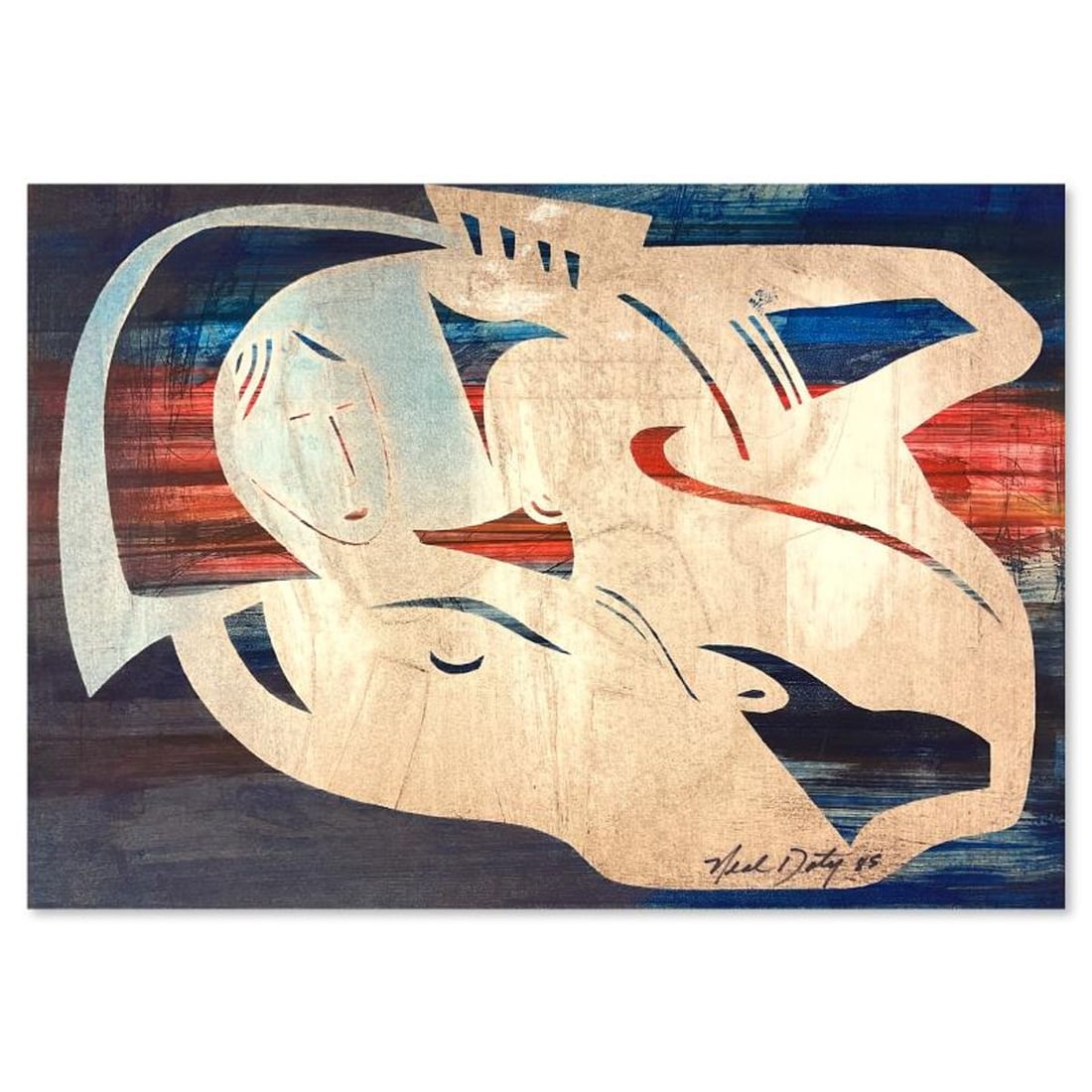Neal Doty (1941-2016), One-of-a-Kind Mixed Media Linocut, Hand Signed with Letter of Authenticity. (1 of 2)