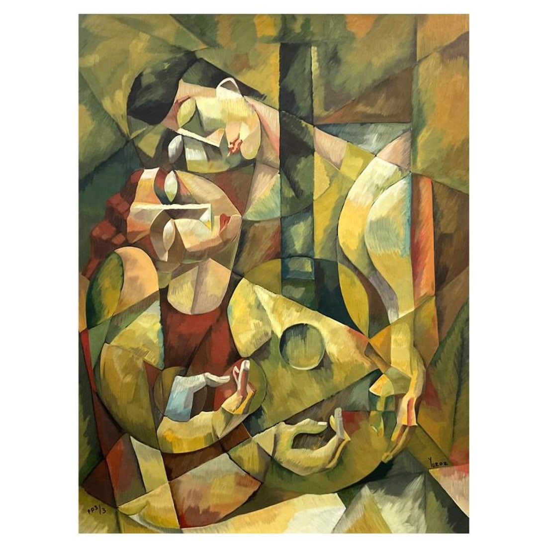 Yuroz, "Lover's Serenade" Limited Edition Printer's Proof Serigraph on Canvas, Numbered 3/3 and Hand: Lover's Serenade is a limited edition printer's proof serigraph on canvas by Yuroz, numbered 3/3 and hand signed by the artist. Includes Letter of Authenticity. Measures approx. 39.5" x 29.5" (image).