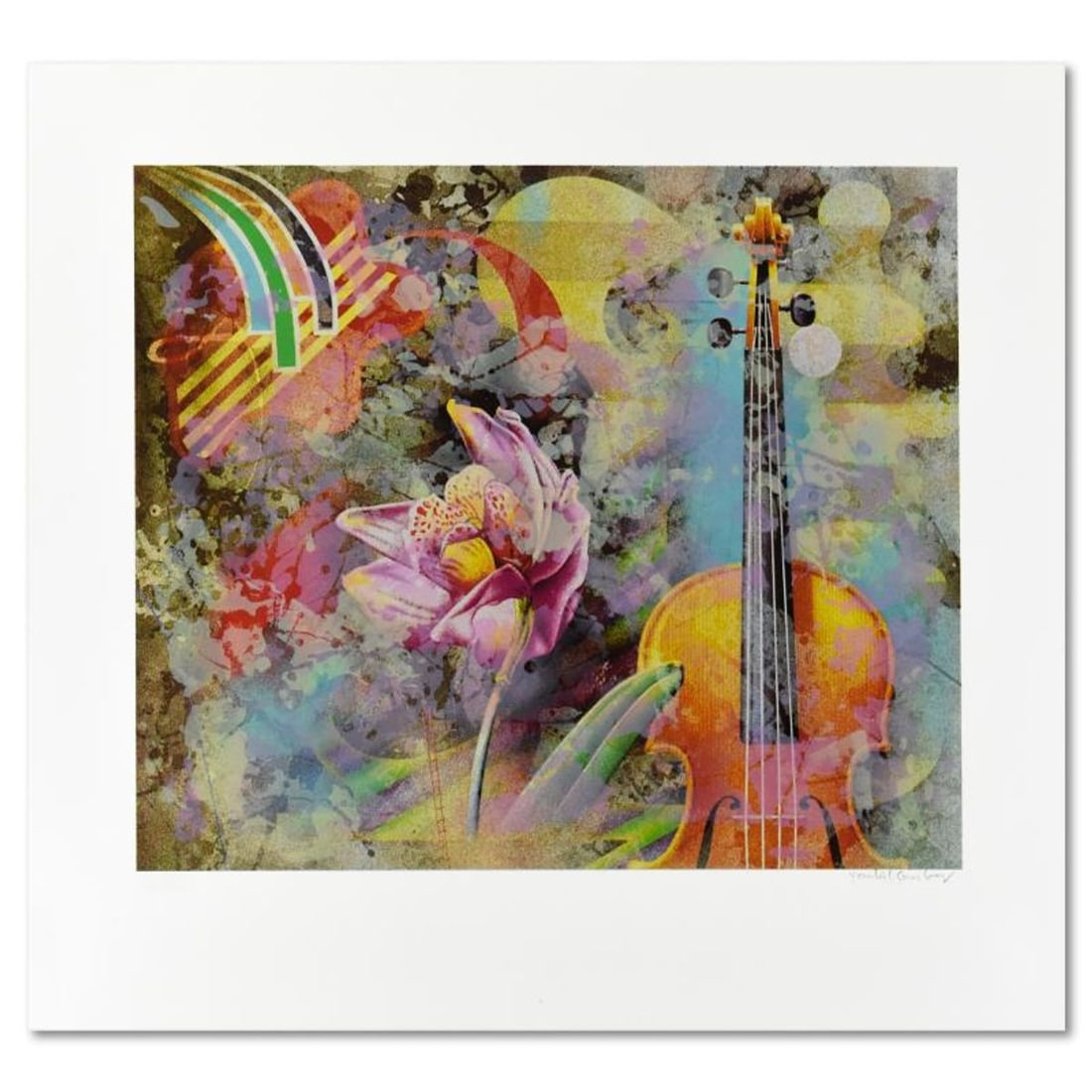 Yankel Ginzburg, "Musical Fantasy" Limited Edition Serigraph from an AP Edition, Hand Signed with: Musical Fantasy is a limited edition serigraph from an AP edition on paper by Yankel Ginzburg, hand signed by the artist. Includes Letter of Authenticity. Measures approx. 38" x 36" (border), 30" x 25