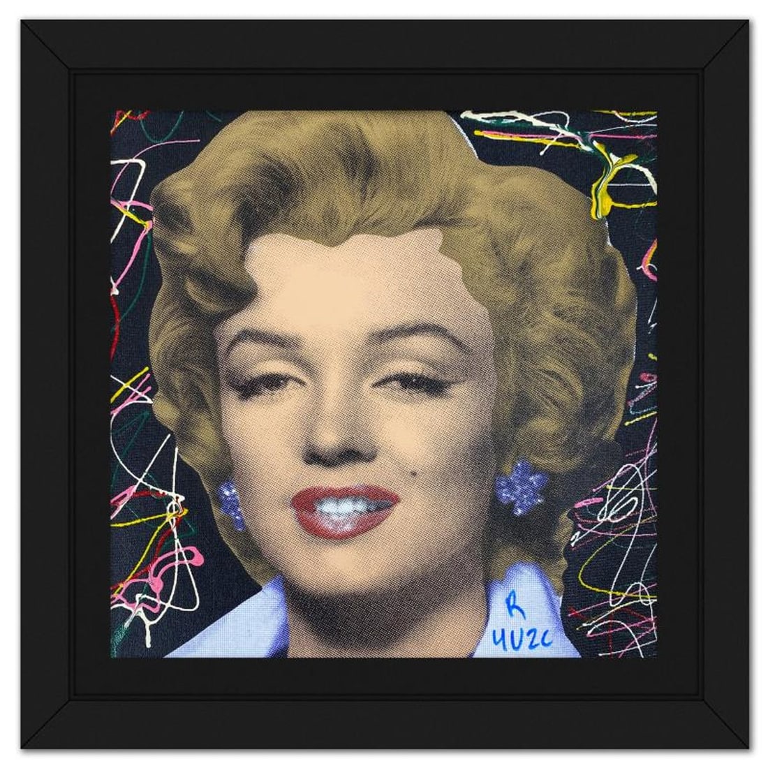 Ringo Daniel Funes, "Marilyn Classic" Framed One-of-a-Kind Mixed Media on Canvas, Hand Signed with: Marilyn Classic is a one-of-a-kind hand-pulled mixed media silkscreen on canvas by Ringo (Daniel Funes) - protege of Andy Warhol's apprentice, Steve Kaufman.This piece is hand signed by the artist. Th