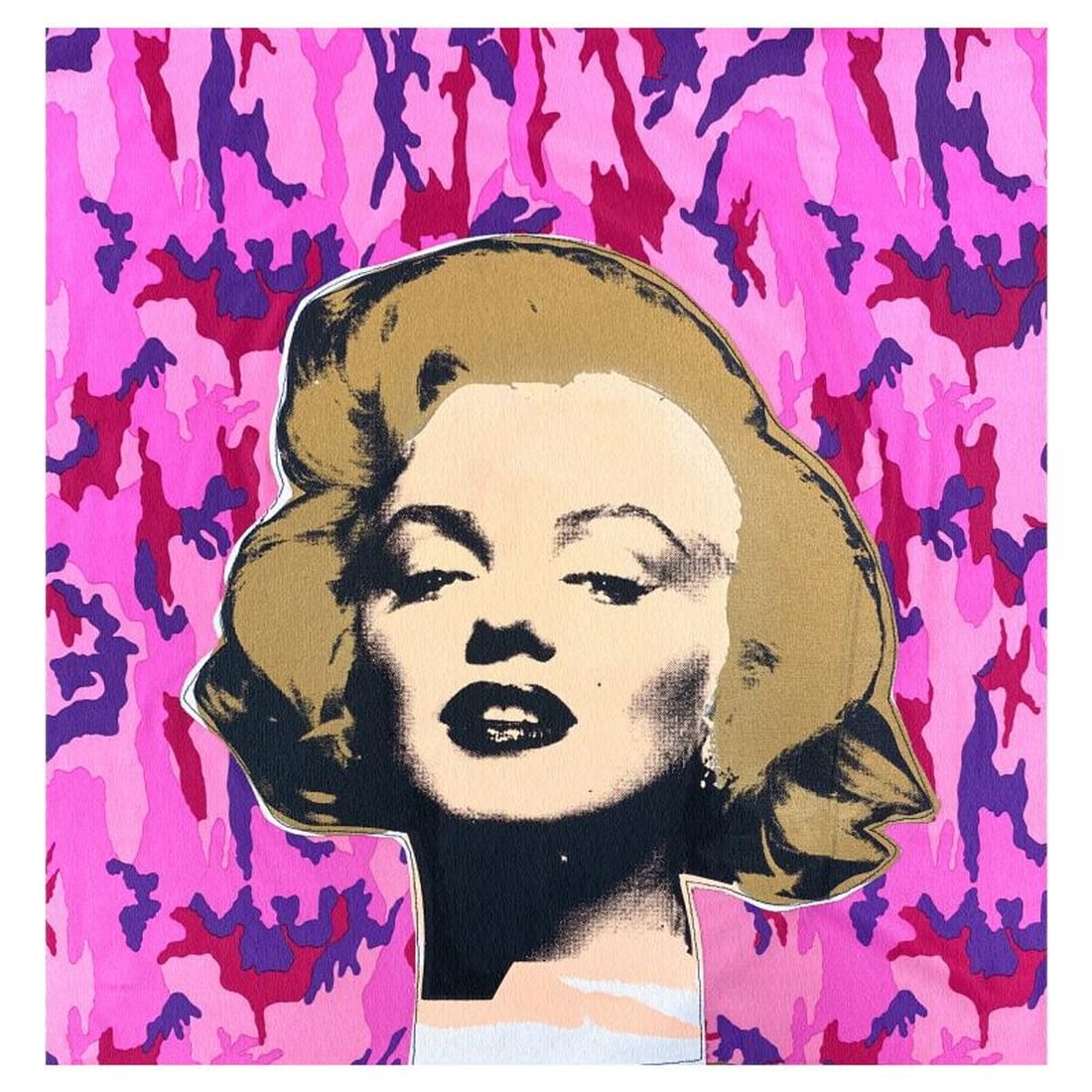 Steve Kaufman (1960-2010), "Marilyn Monroe" Hand Embellished Limited Edition Mixed Media Silkscreen: Marilyn Monroe is a hand embellished limited edition silkscreen mixed media on canvas stitched to fabric backing by Andy Warhol protege, Steve Kaufman (1960-2010). This piece is CP numbered 7/50 and h