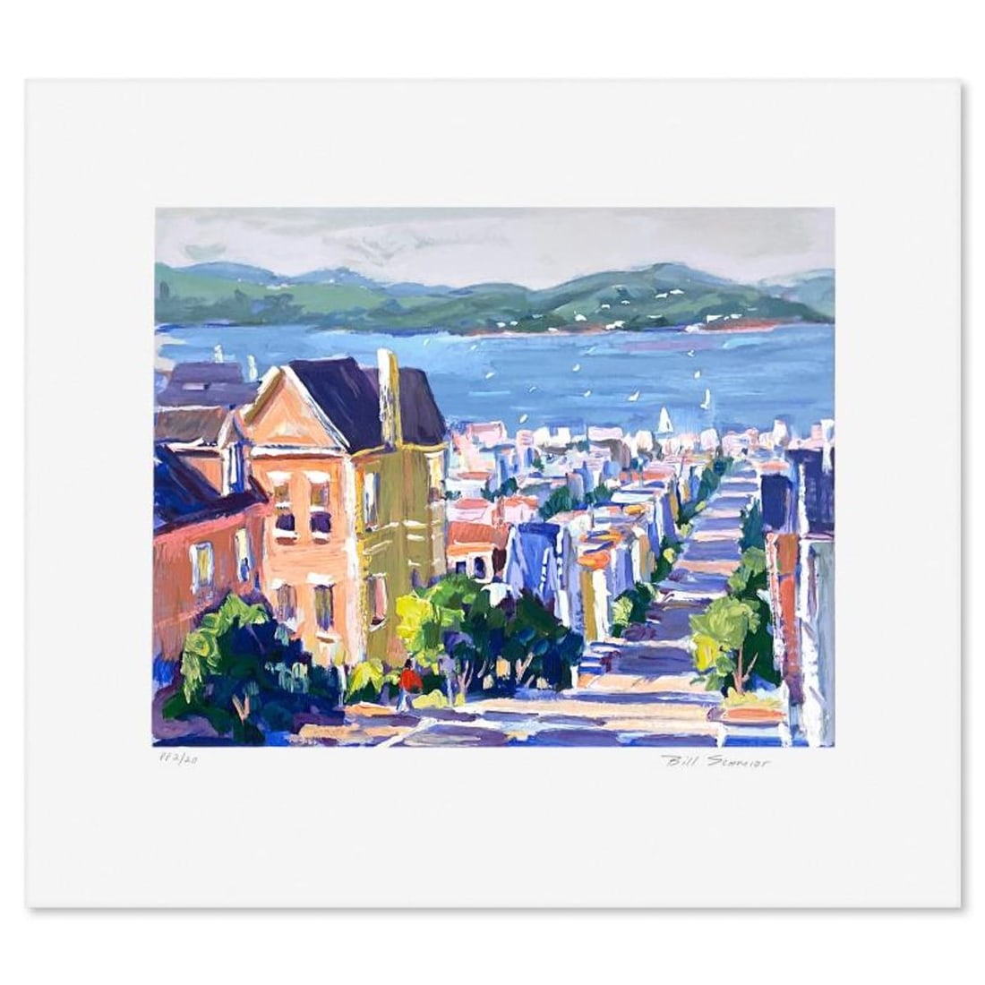 Bill Schmidt, "Bay View Place" Limited Edition Printer's Proof Serigraph, Numbered 2/20 and Hand: Bay View Place is a limited edition printer's proof serigraph on paper by Bill Schmidt, numbered 2/20 and hand signed by the artist. Includes Letter of Authenticity. Measures approx. 15" x 17" (border