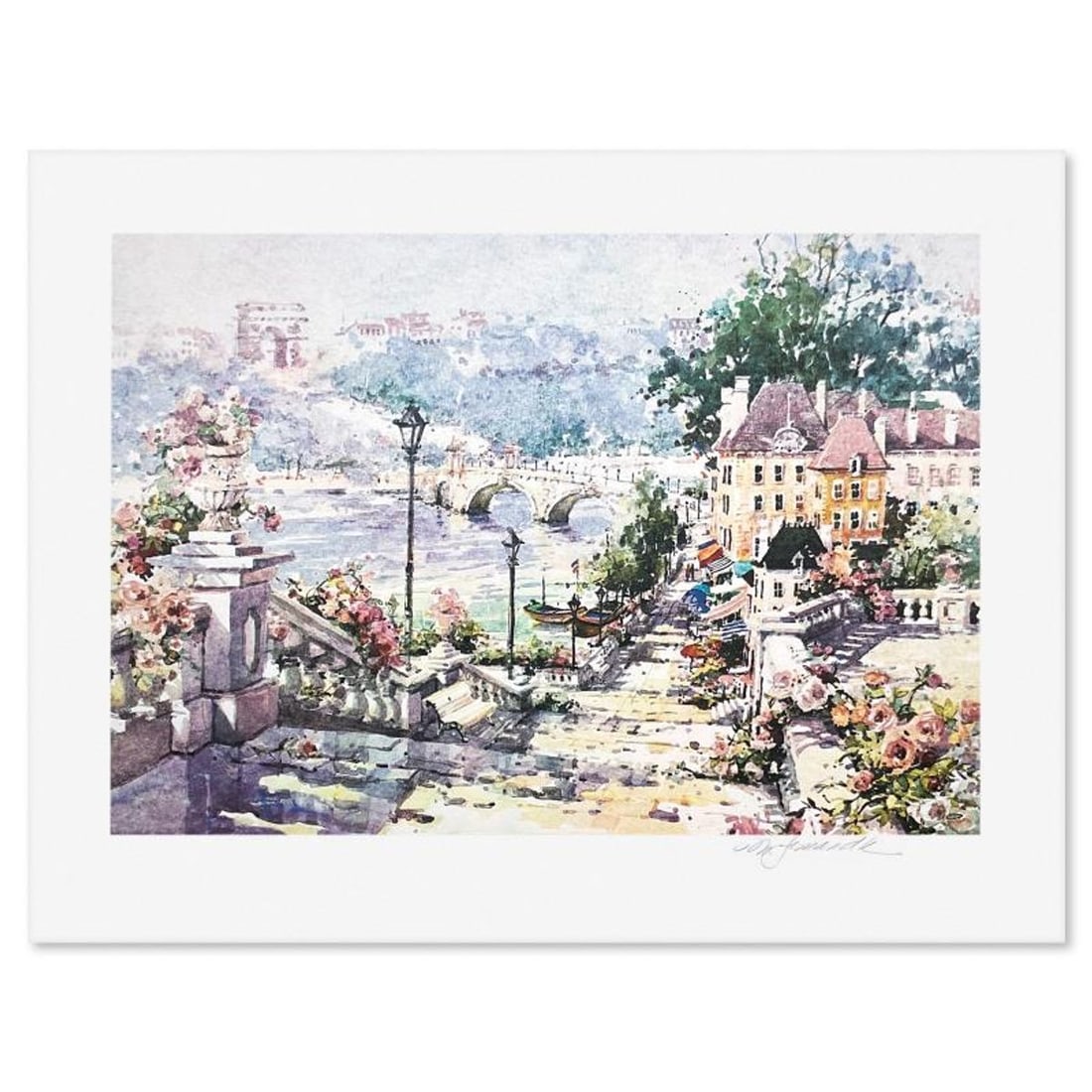 Marilyn Simandle, "Paris View" Limited Edition Printers Proof, Numbered and Hand Signed with Letter: Paris View is a limited edition printers proof on paper by Marilyn Simandle, numbered and hand signed by the artist. Includes Letter of Authenticity. Measures approx. 18.5" x 24" (border), 14" x 20"