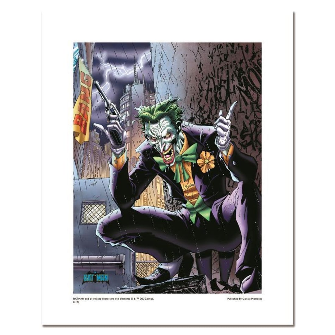 DC Comics, "Joker" Numbered Limited Edition Giclee with Certificate of Authenticity.: Joker is a limited edition giclee on paper licensed by DC Comics. Based on art done by Jim Lee for the 2003 comic "Hush", this piece is numbered and includes Certificate of Authenticity. Measures appr