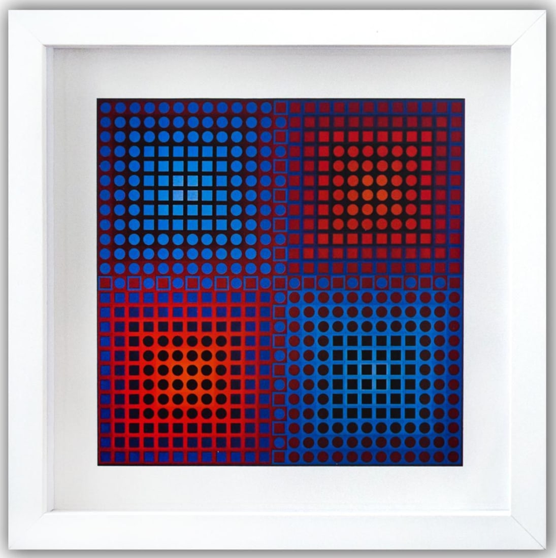 Victor Vasarely- Heliogravure Print "EG - 1 - 2": Artist: Victor Vasarely. Medium: Heliogravure Print. Title: EG - 1 - 2. Size: 10" x 10". Measures approx. 12" x 12" (framed). Additional: Custom Framed , 1971. Reference#: 21363.