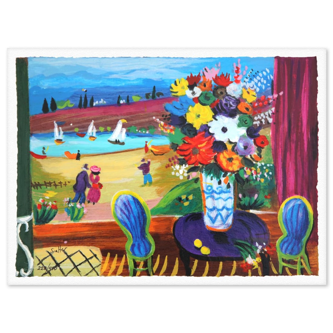 Shlmo Alter- Serigraph "Tableside View": Artist: Shlmo Alter. Medium: Serigraph. Title: Tableside View. Size: 10" x 13". Signature: Hand signed and numbered. Reference#: 74778.